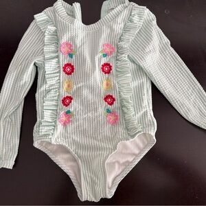 Nicole Miller Green and White Striped Bodysuit